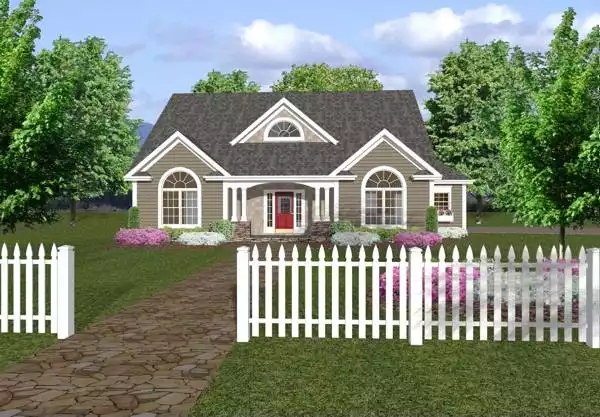 image of single story traditional house plan 6468